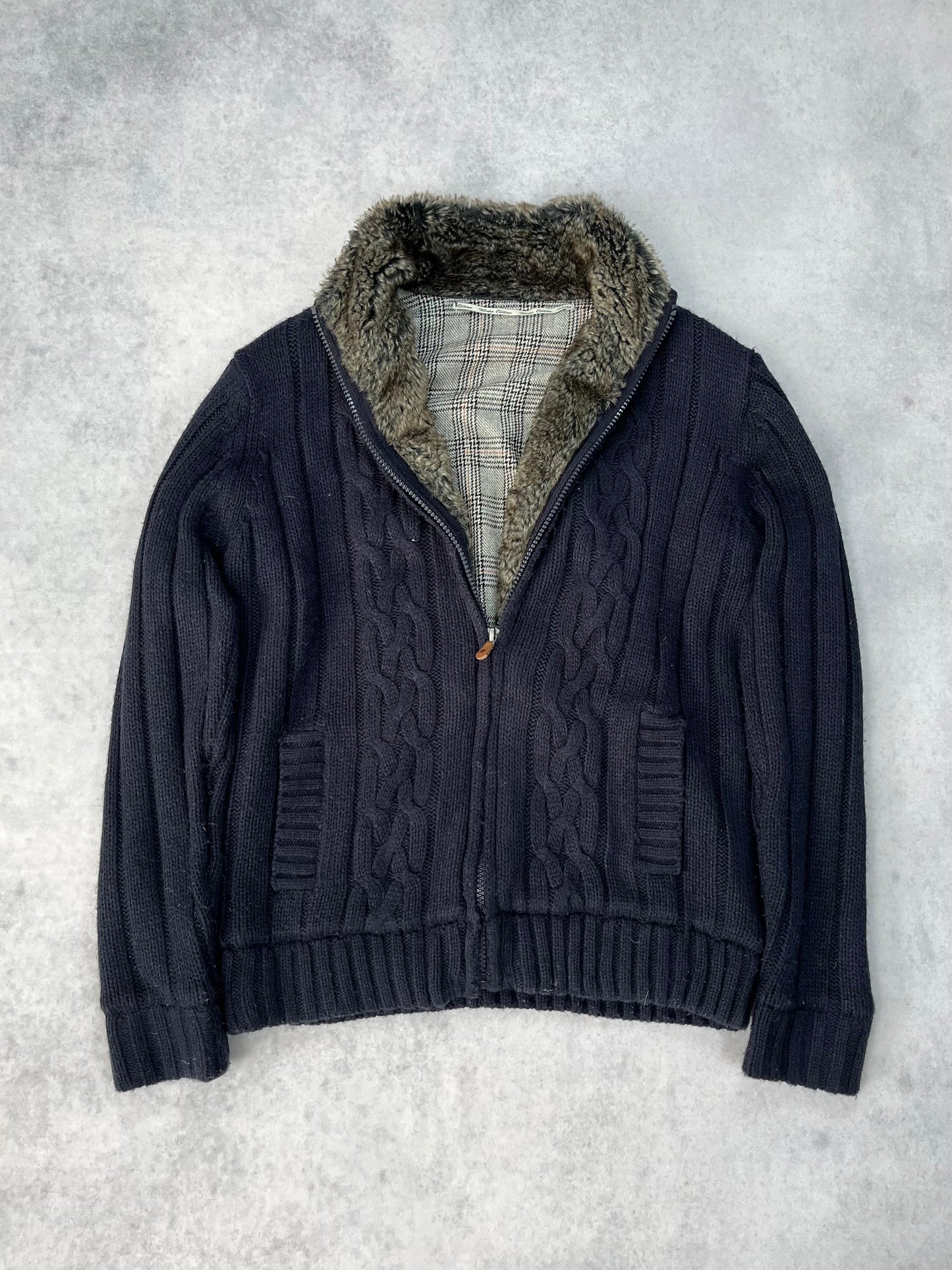 Piazza Italia fur lined cardigan jacket